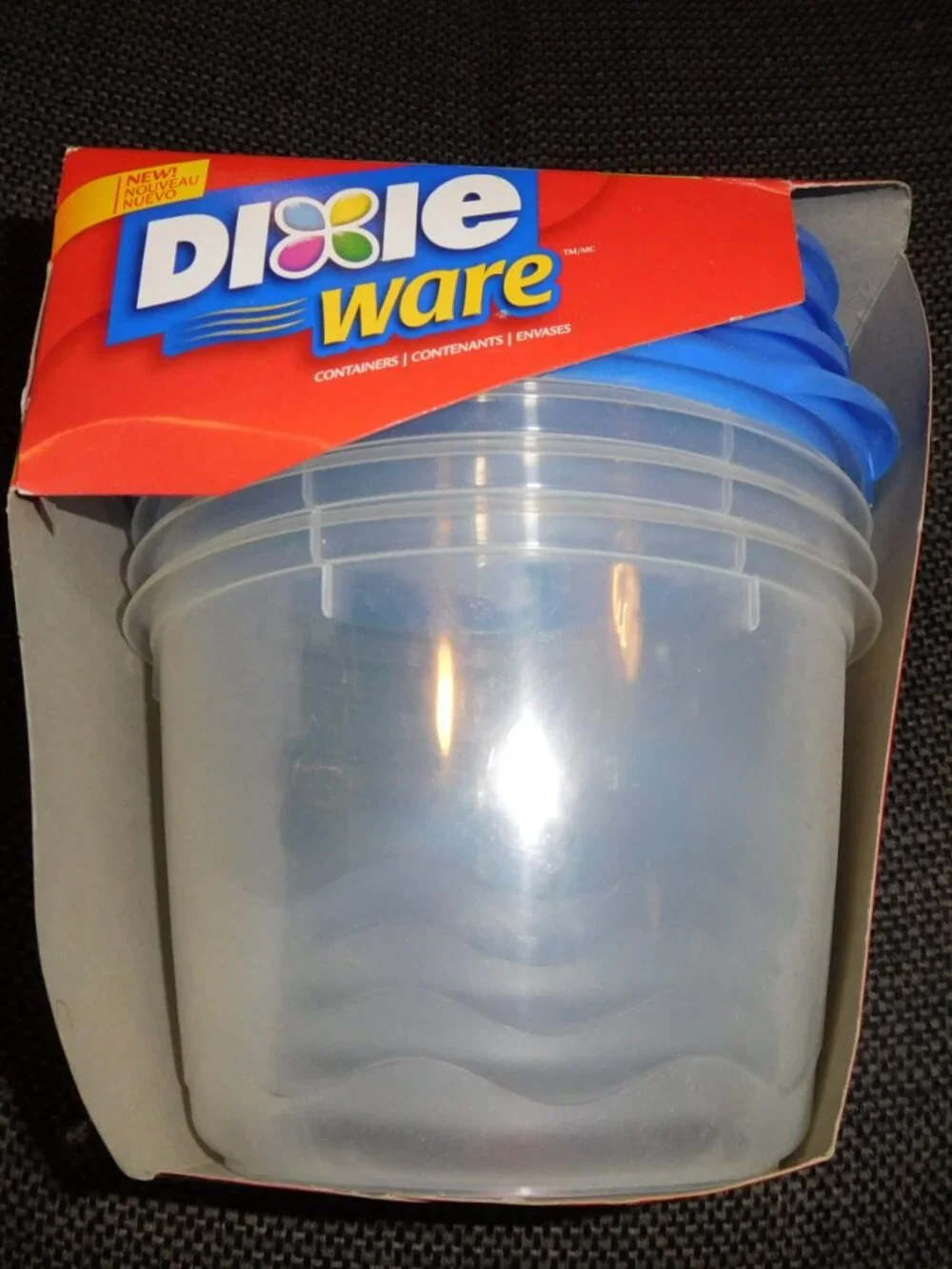 Dixie Ware 4 Count Pack Plastic Food Containers Microwave Vent 32 oz round NEW